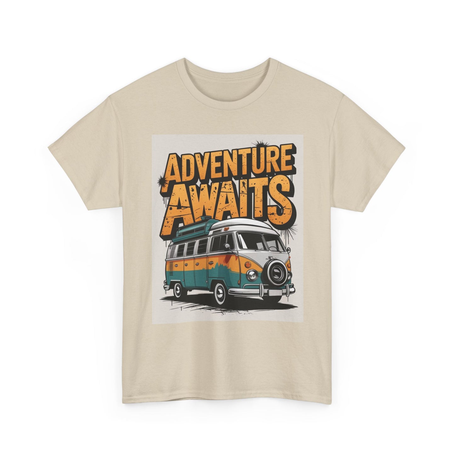 Adventure Awaits Graphic T Shirt Outdoors Van Life Unisex Heavy Cotton Tee