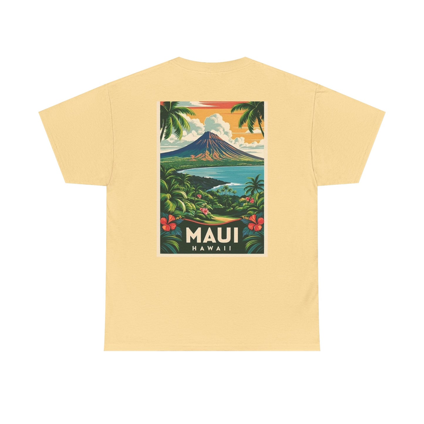 Hawaii  Maui Graphic T Shirt Retro Island Poster Unisex Heavy Cotton Tee