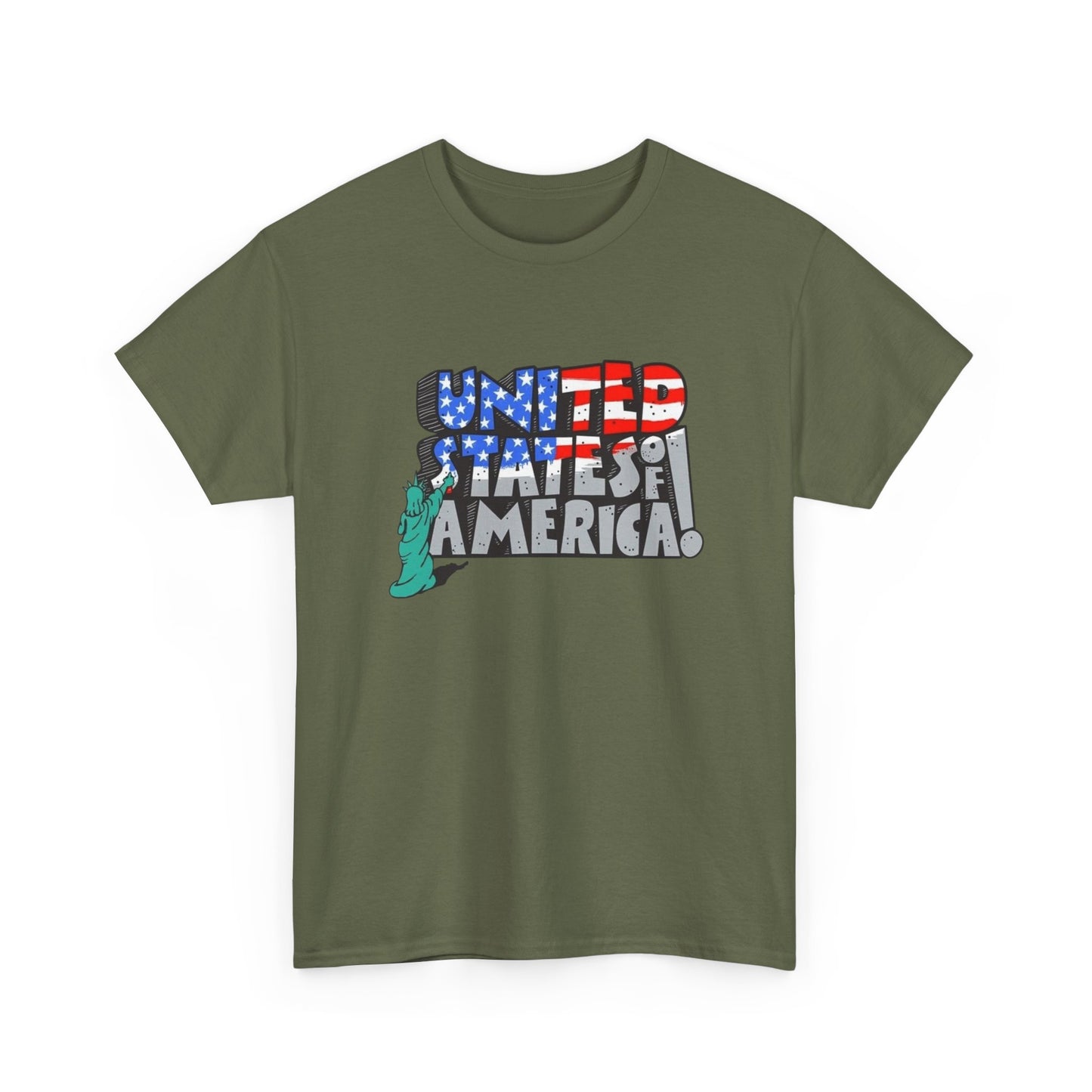 Statue Of Liberty USA Flag Graphic T Shirt Unisex NEW Heavy Cotton Tee