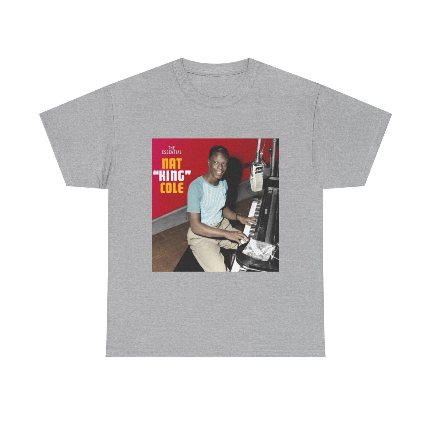 Nat King Cole Tshirt Vintage Piano Concert Poster retro Unisex Heavy Cotton Tee