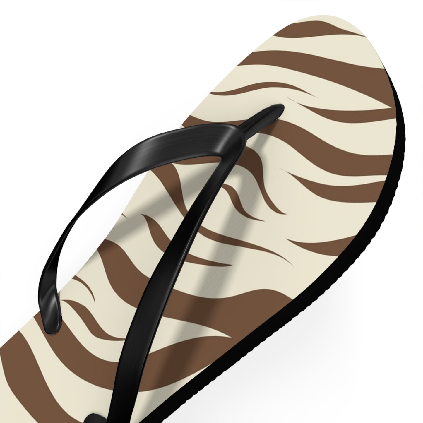 Brown Zebra Print Beach Sandals, Slides for Summer, Flip Flops, Water Resistant