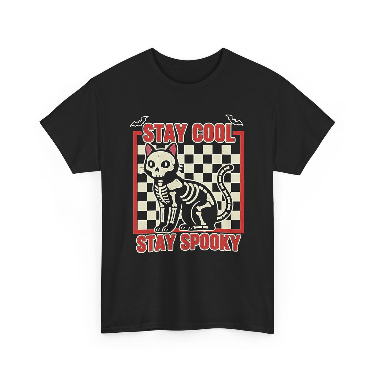 Halloween Stay Spooky Cat Graphic T Shirt Men's Heavy Cotton Tee