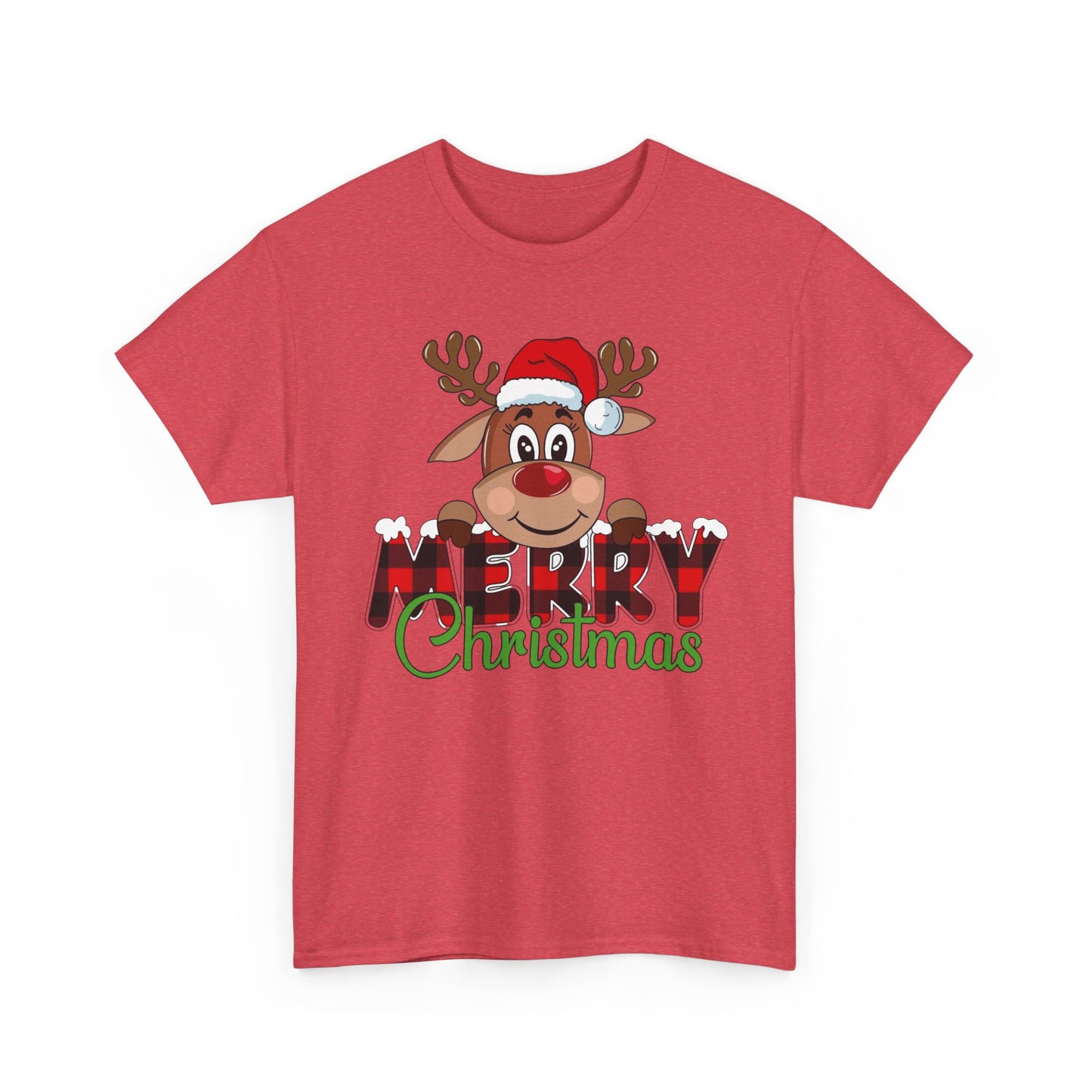 Merry Christmas Deer Cute Graphic T Shirt NEW Unisex Heavy Cotton Tee