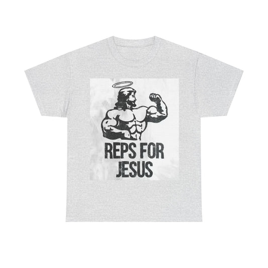 Reps For Jesus Shirt Funny Gym Gear Workout Unisex Heavy Cotton Tee