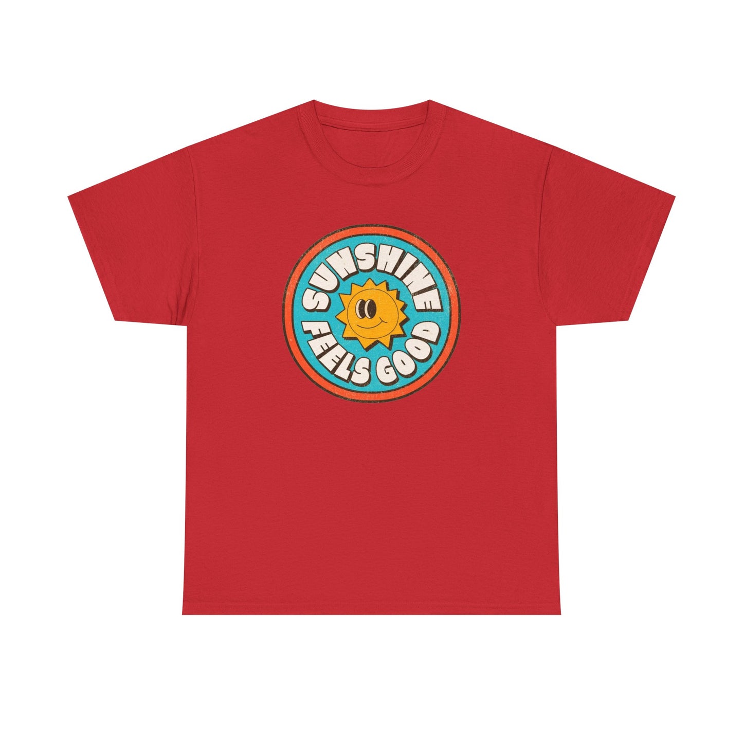 Sunshine Feels Good Graphic T Shirt Happy Smiles Unisex Heavy Cotton Tee