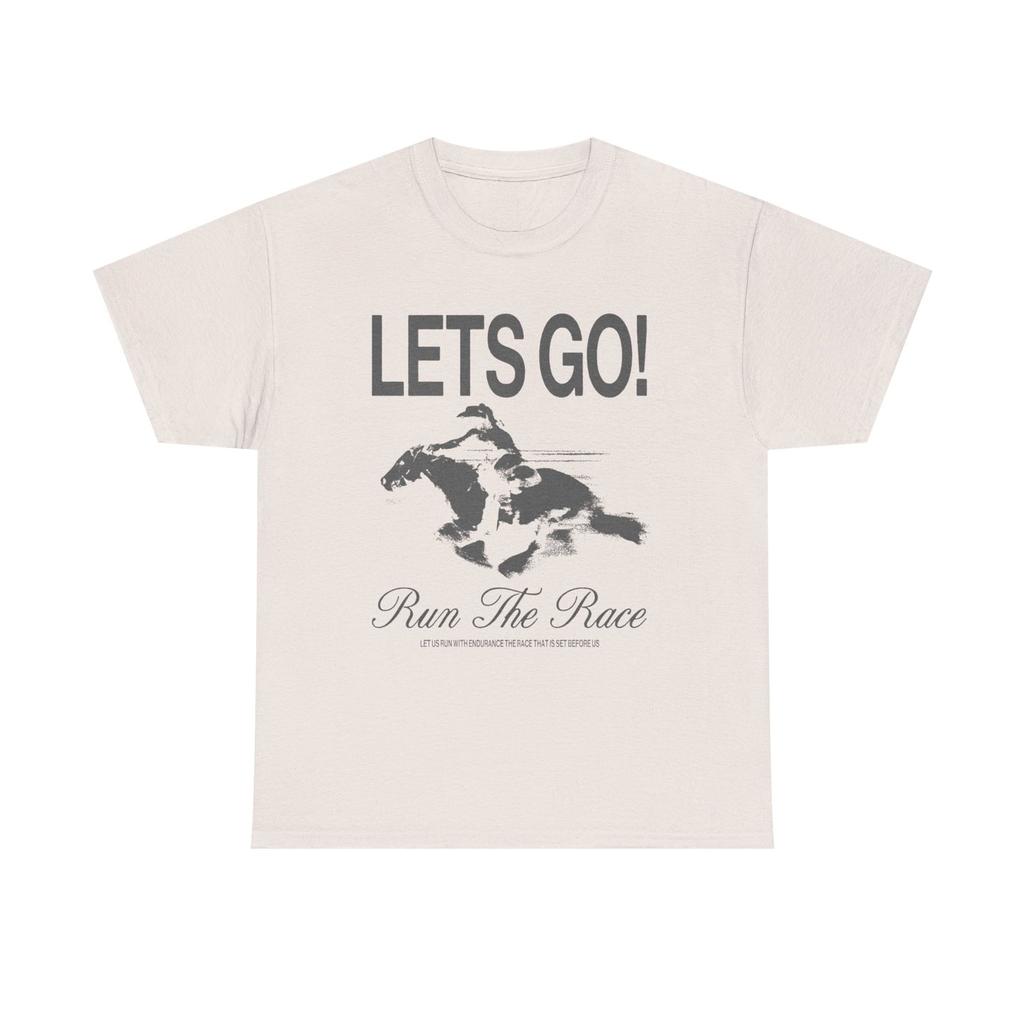 Lets Go Run The Race Graphic T Shirt ADULT NEW