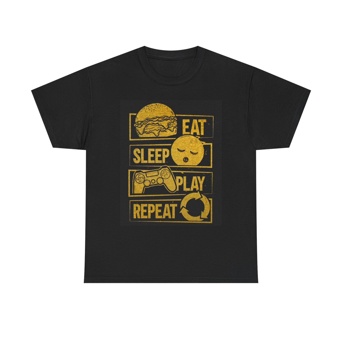 Eat Sleep Play Repeat Gamer T Shirt Funny Video Game Unisex Heavy Cotton Tee