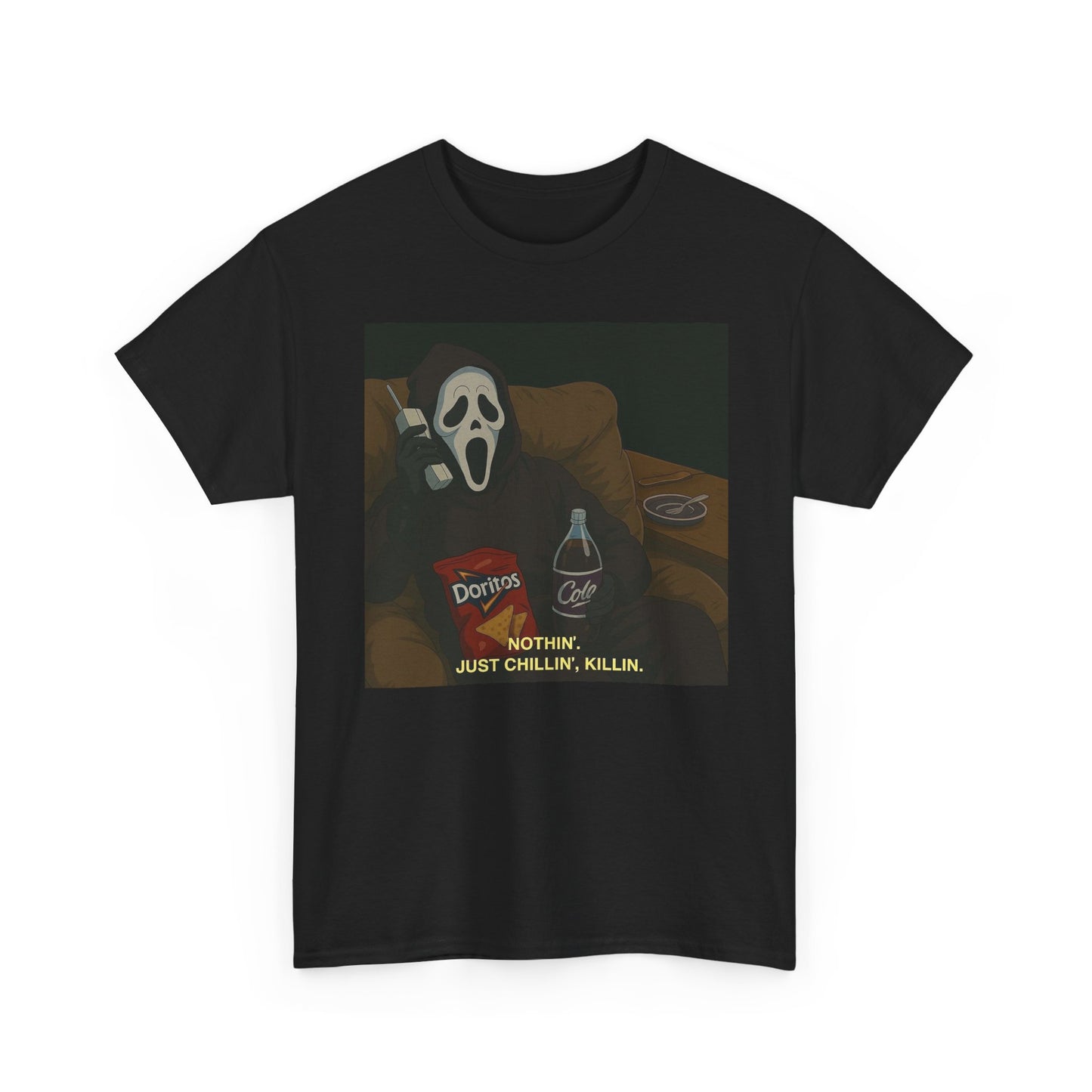 Scream Funny Cartoon Chillin And Killin Graphic T-Shirt Comfy Cotton Tee Brand