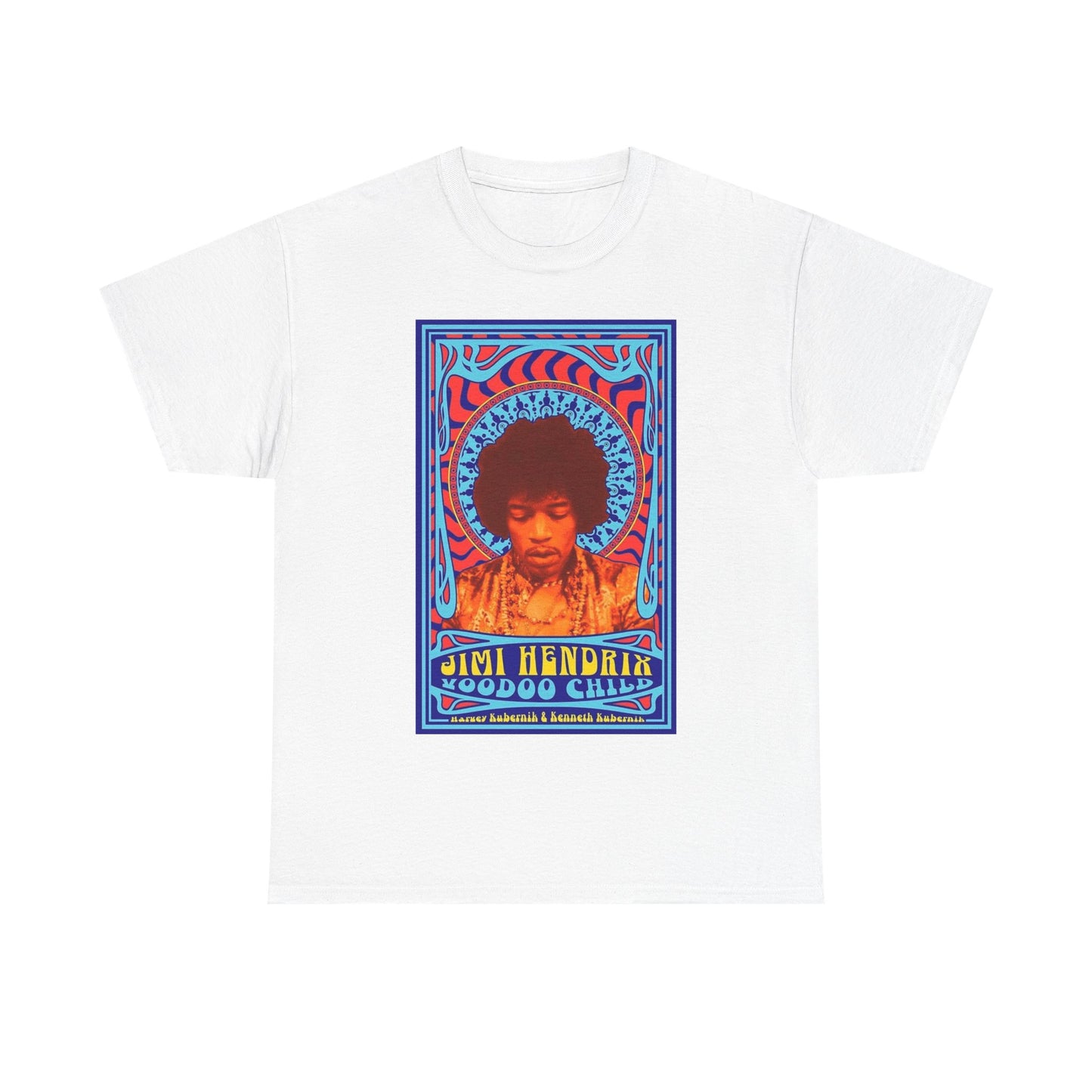 Jimi Hendrix Tshirt Vintage Voodoo art graphic album Unisex Heavy Cotton Tee