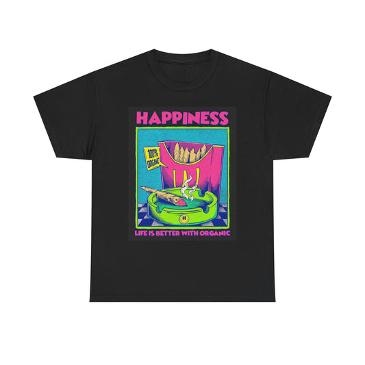 Weed Happiness Graphic T Shirt 420 Retro Unisex Heavy Cotton Tee