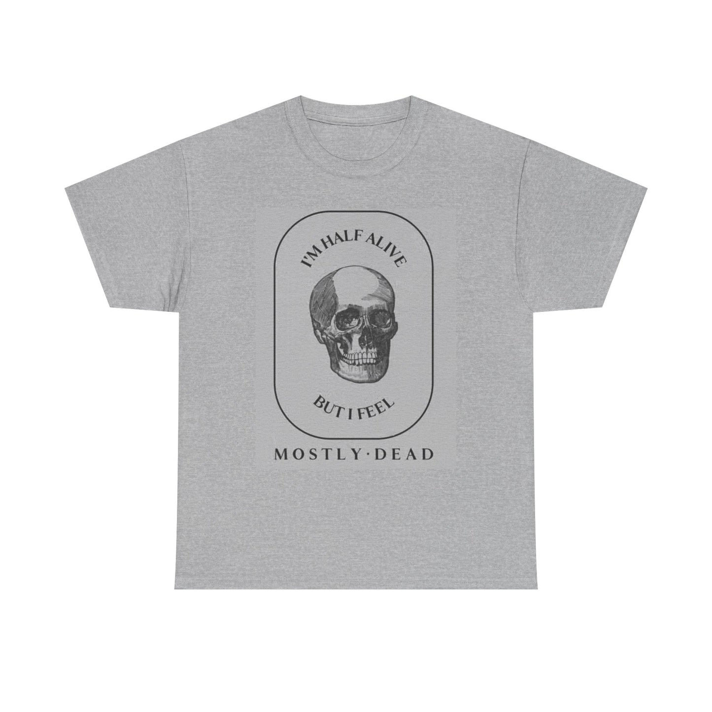 Half Dead Graphic T Shirt Funny Skull Vintage Unisex Heavy Cotton Tee