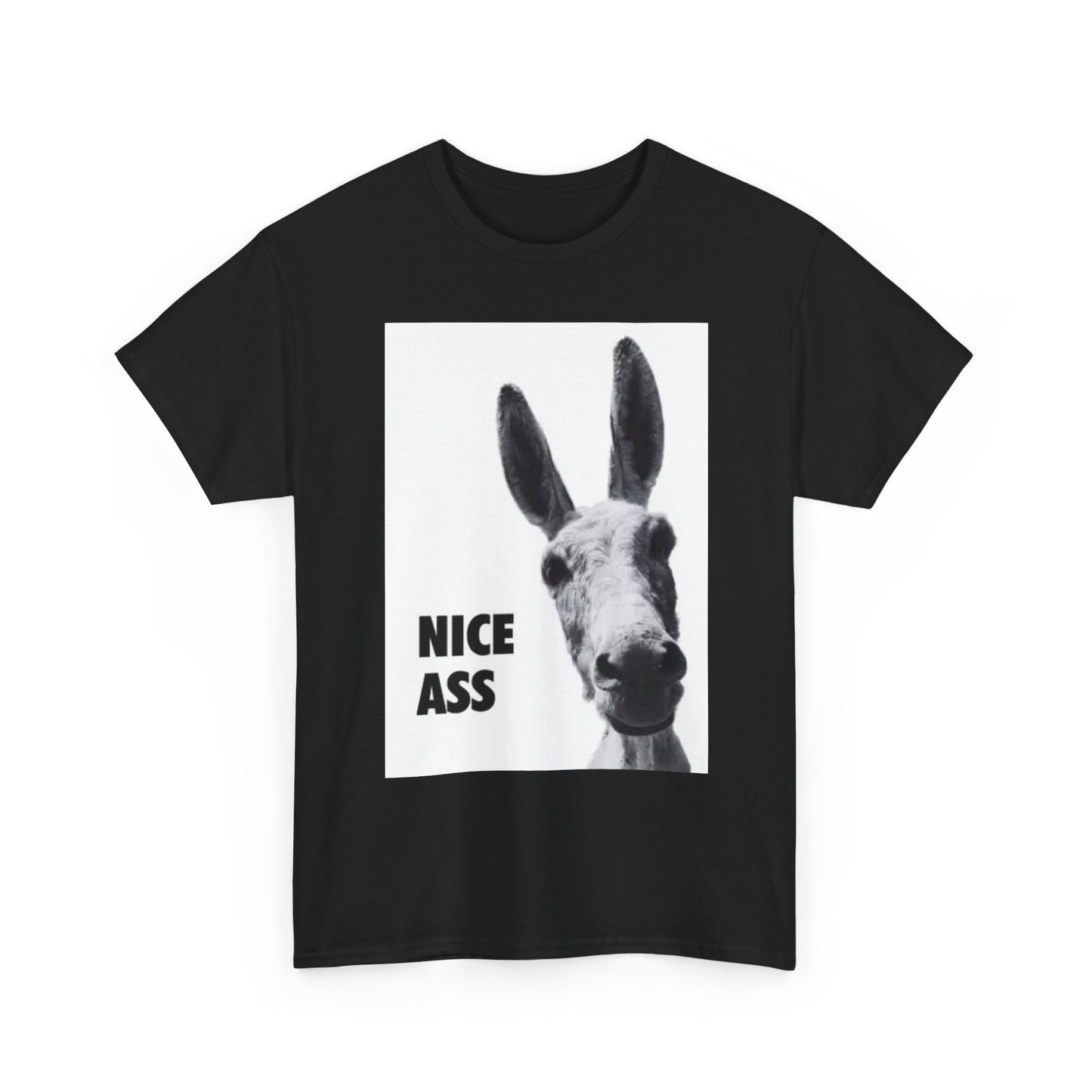 Nice Ass T Shirt Funny Donkey Animal Jokes Comedy Gift Unisex Heavy Cotton Tee