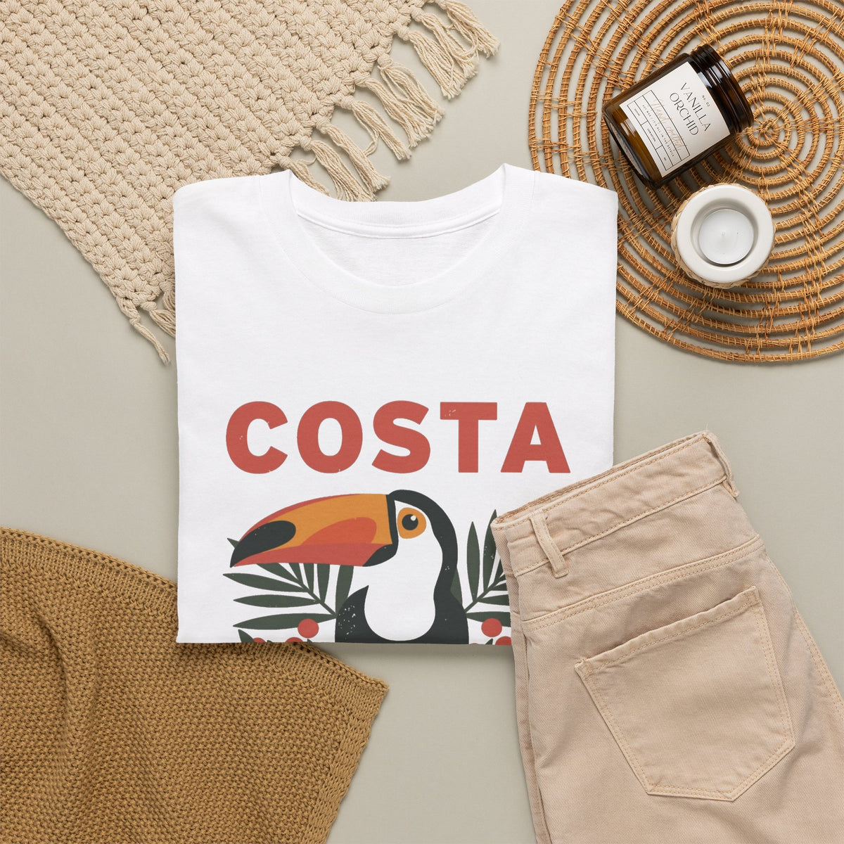 Costa Rica Graphic T Shirt Retro 80's Men's Heavy Cotton Tee