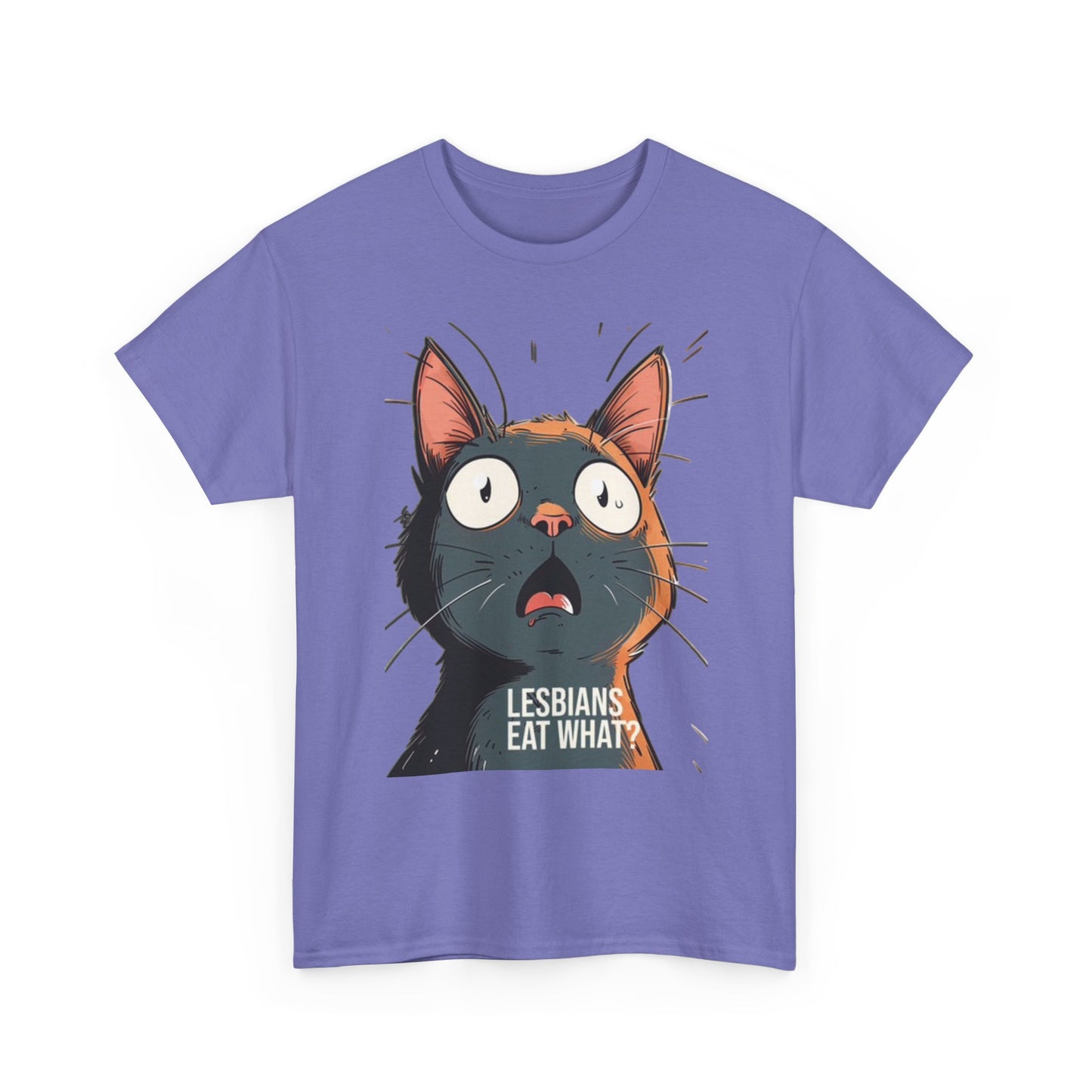 Funny Cat Lesbian Jokes Humor Graphic T Shirt NEW Unisex Heavy Cotton Tee