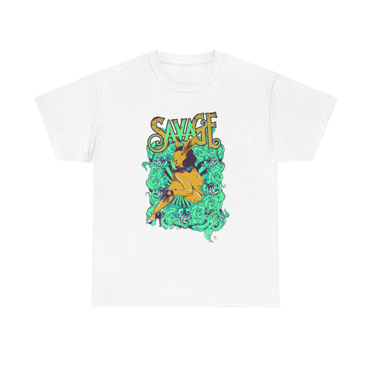 Savage Rabbit Graphic T Shirt Women Unisex Heavy Cotton Tee