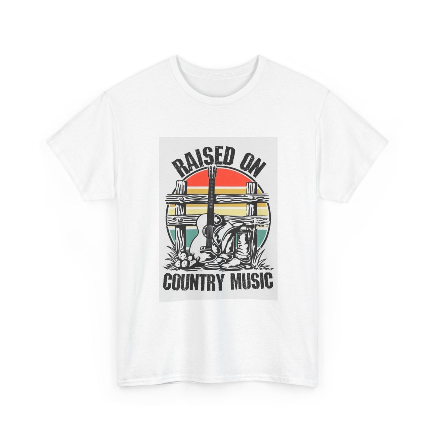Raised On Country Music Tshirt Retro Music Unisex Heavy Cotton Tee