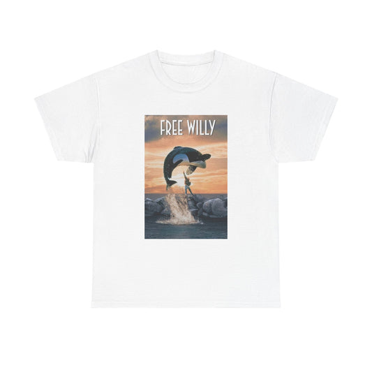 Free Willy Tshirt Retro Movie Poster 90s Kids Vintage Unisex Heavy Cotton Tee