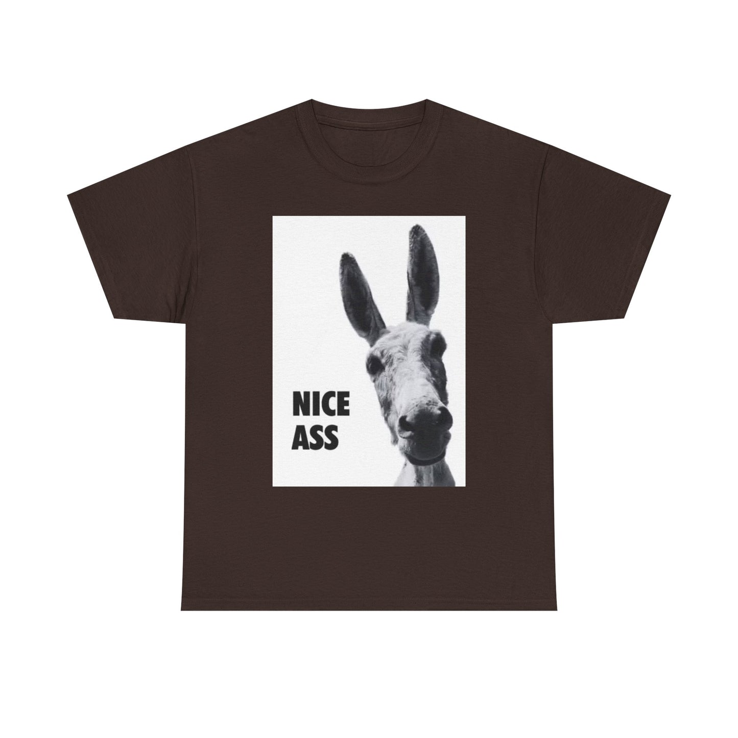 Nice Ass T Shirt Funny Donkey Animal Jokes Comedy Gift Unisex Heavy Cotton Tee