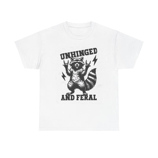 Unhinged And Feral Graphic T Shirt Vintage Funny Retro Unisex Heavy Cotton Tee