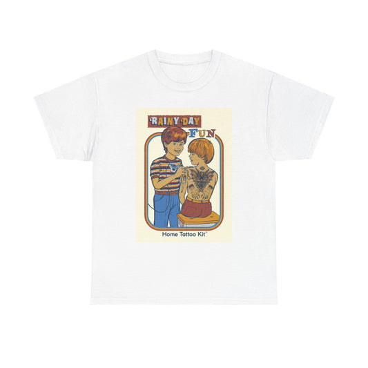 Rainy Day Fun T Shirt Funny Tattoo Kit Comedy Unisex Heavy Cotton Tee