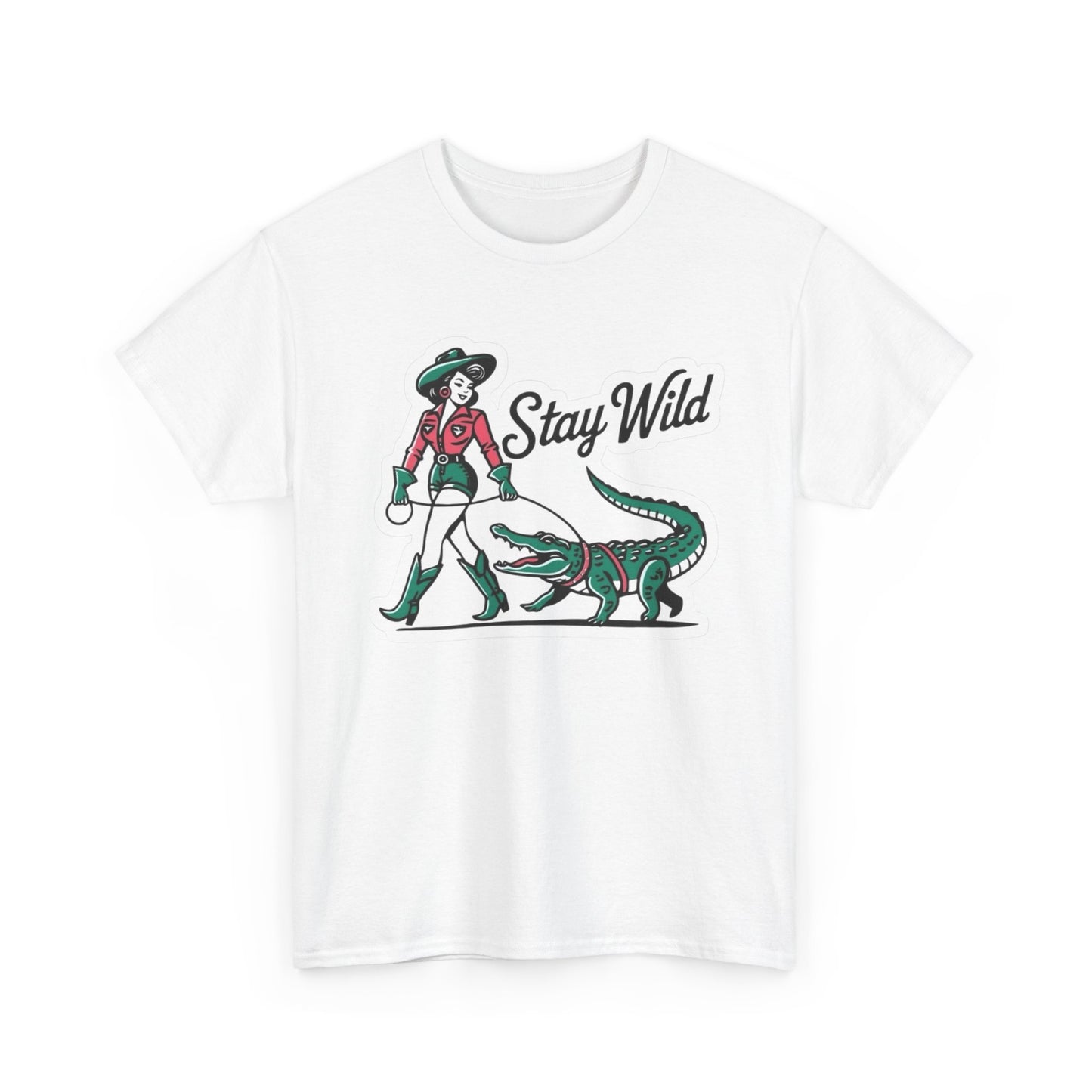 Stay Wild Women's Cowgirl Graphic T Shirt NEW Heavy Cotton Tee