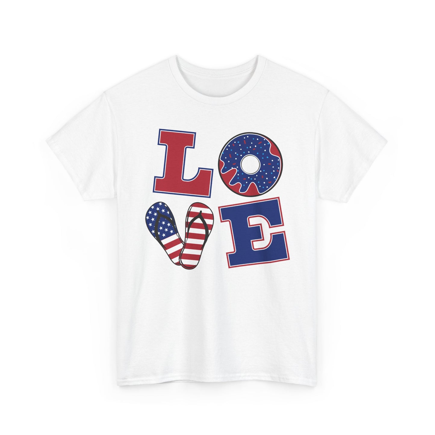 Love American Summer Graphic T Shirt Beach Vacation Unisex Heavy Cotton Tee