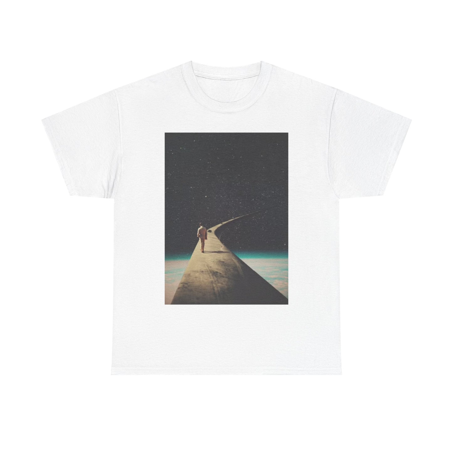 Man Walking To the Moon Tshirt Space Walk Art Trippy Unisex Heavy Cotton Tee