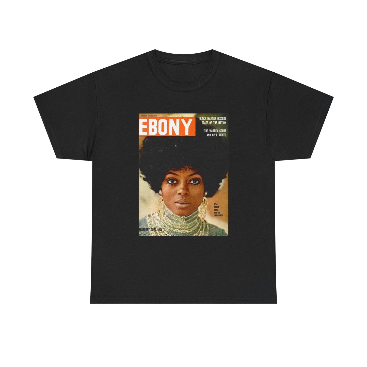 Diana Ross Tshirt Retro Ebony Magazine Cover Poster Unisex Heavy Cotton Tee