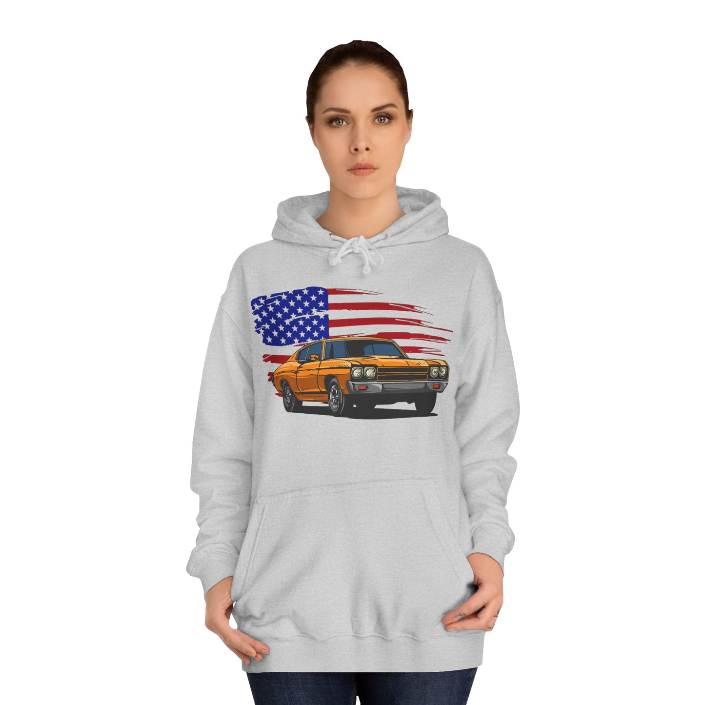 Chevelle Hoodie Retro Chevrolet Vintage Muscle Car American Flag Unisex Hoodie