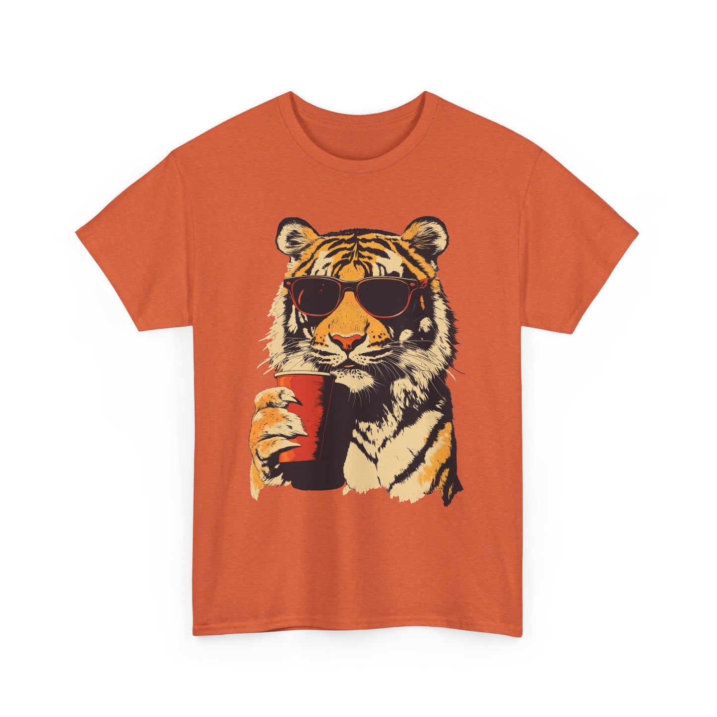 Chill Out Party Tiger Retro Graphic T Shirt Regular Men's Heavy Cotton Tee