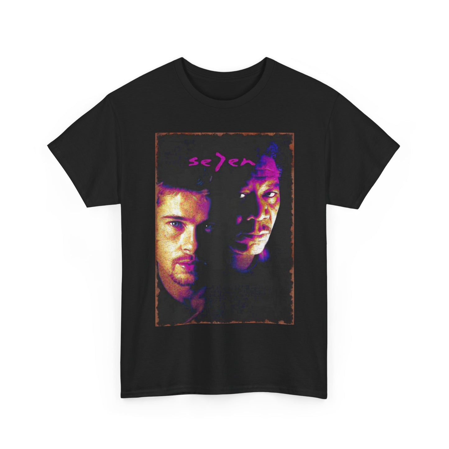 Seven Movie Poster Tshirt Vintage Brad Pitt Morgan Freeman Unisex Heavy Cotton