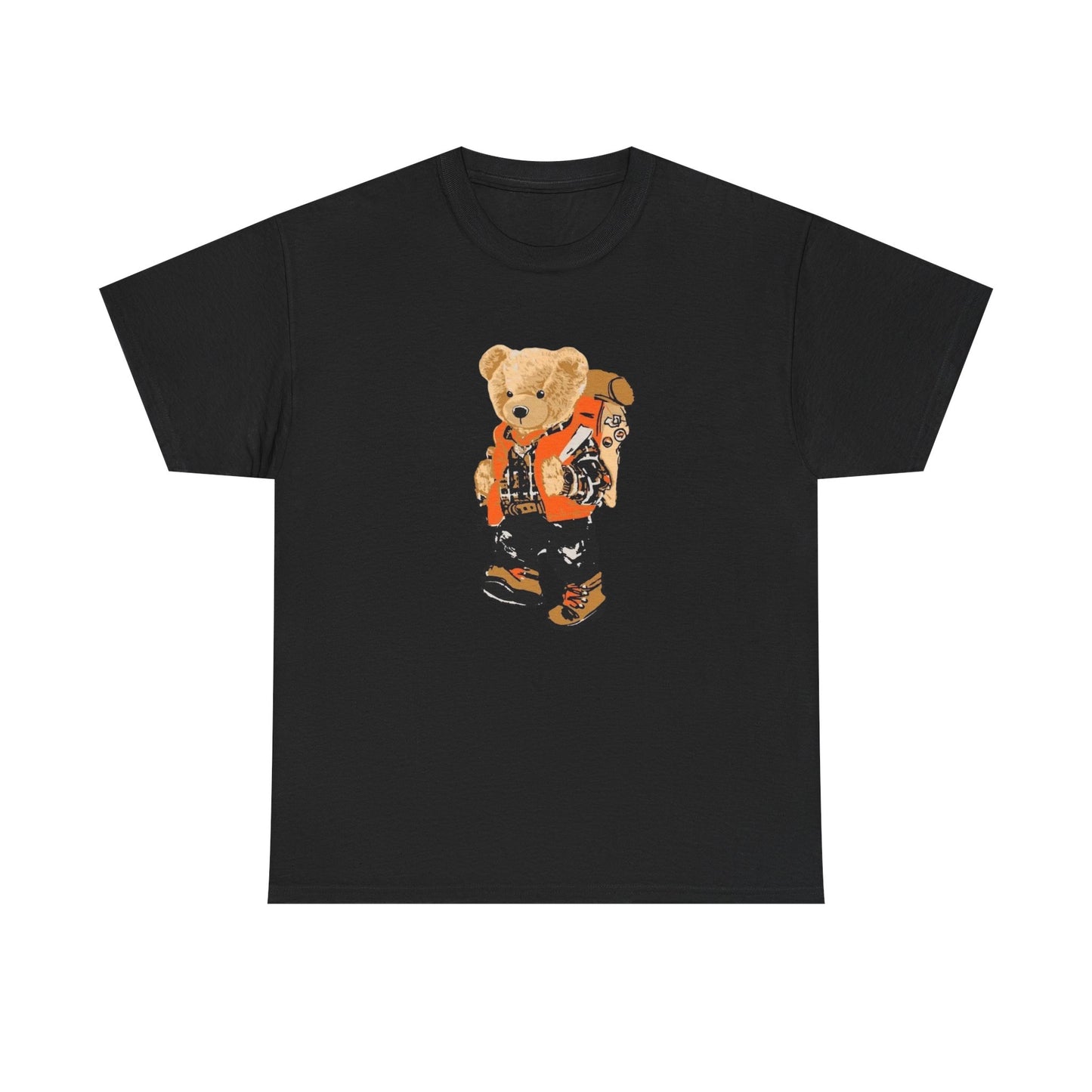 Camping Teddy Bear Graphic T Shirt Unisex Heavy Cotton Tee Gift Vintage