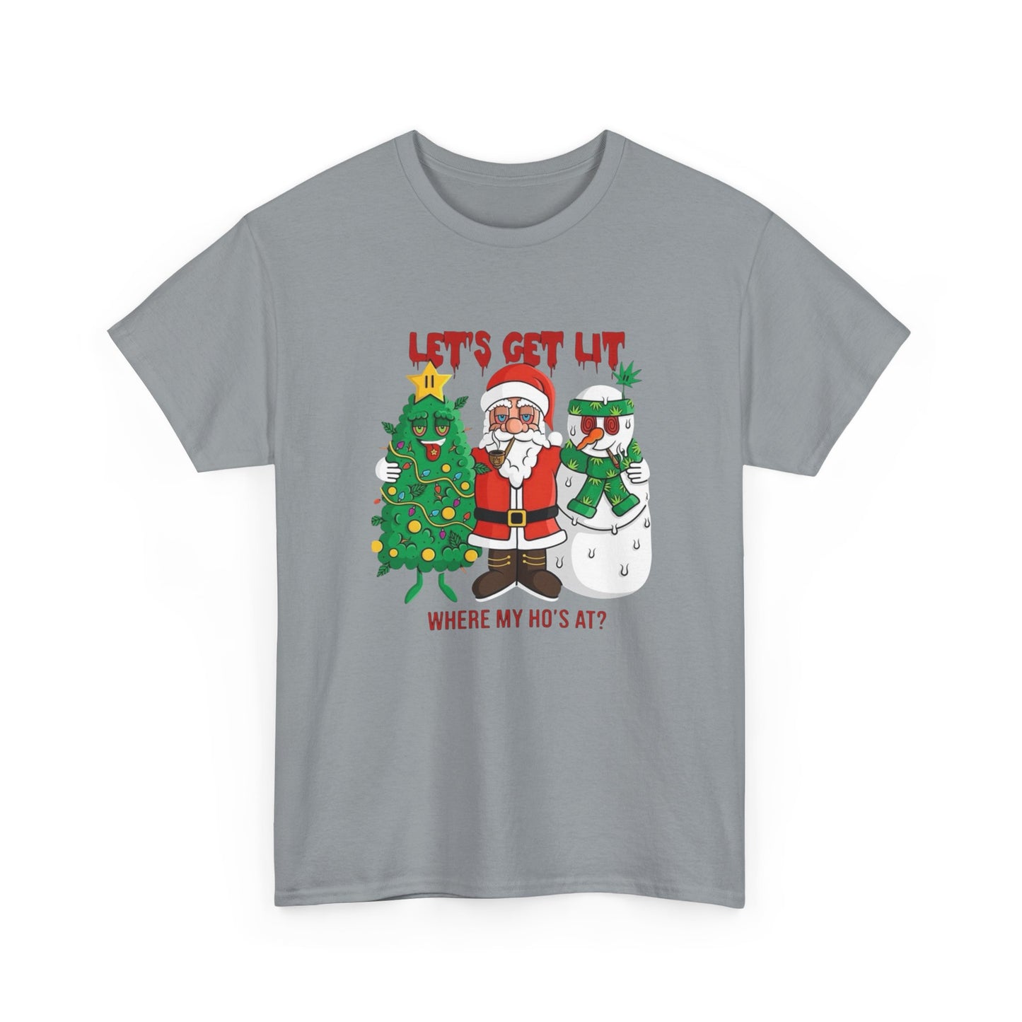 Lets Get Lit This Christmas Graphic T Shirt NEW GIFT Unisex Heavy Cotton Tee
