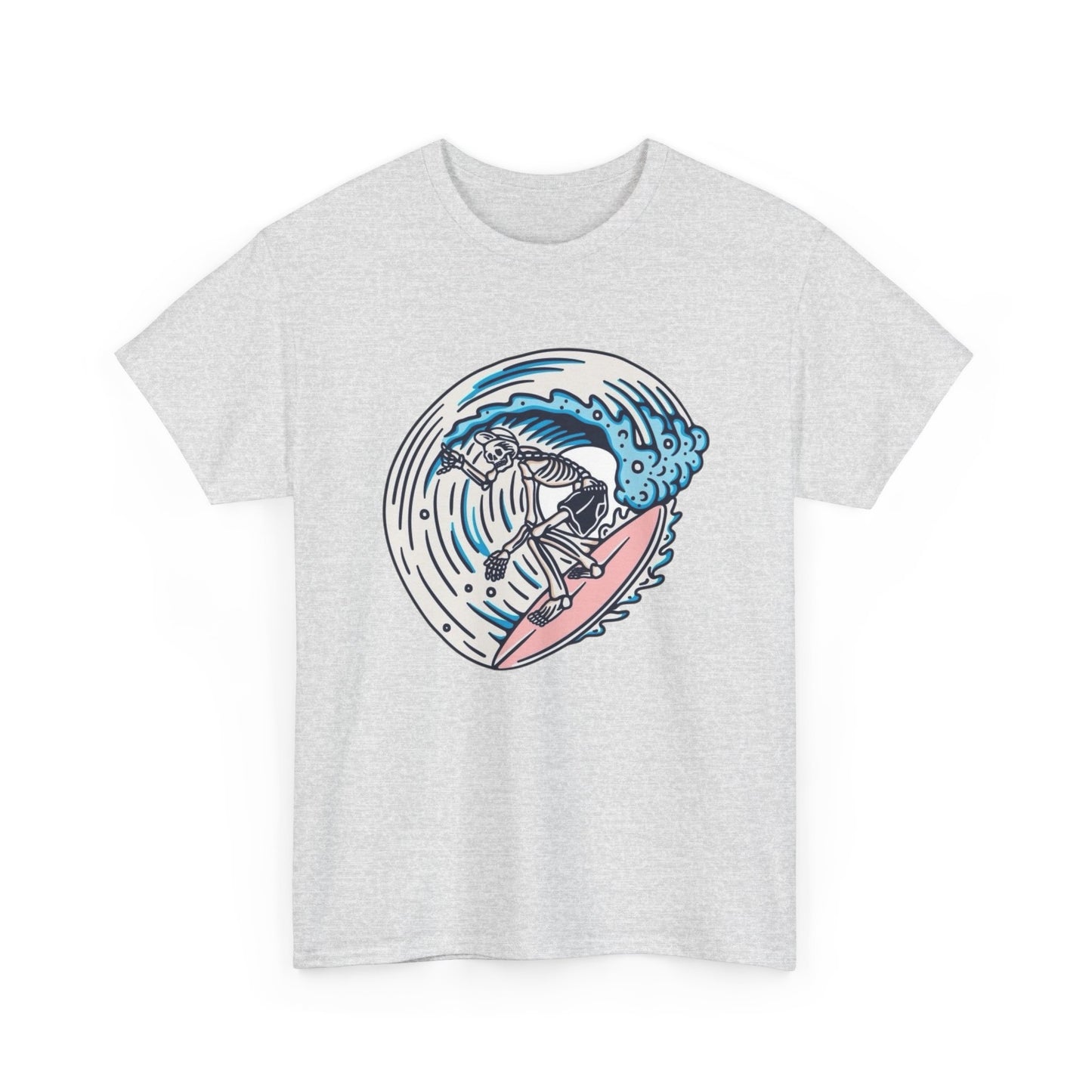 Skeleton Surfing Graphic T Shirt Unisex Heavy Cotton Tee New Gift