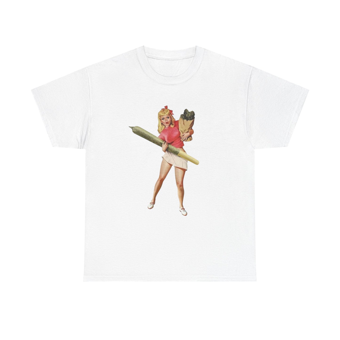 Weed And Groceries Model Pinup Graphic T-Shirt Womens Comfy Cotton Tee NEW