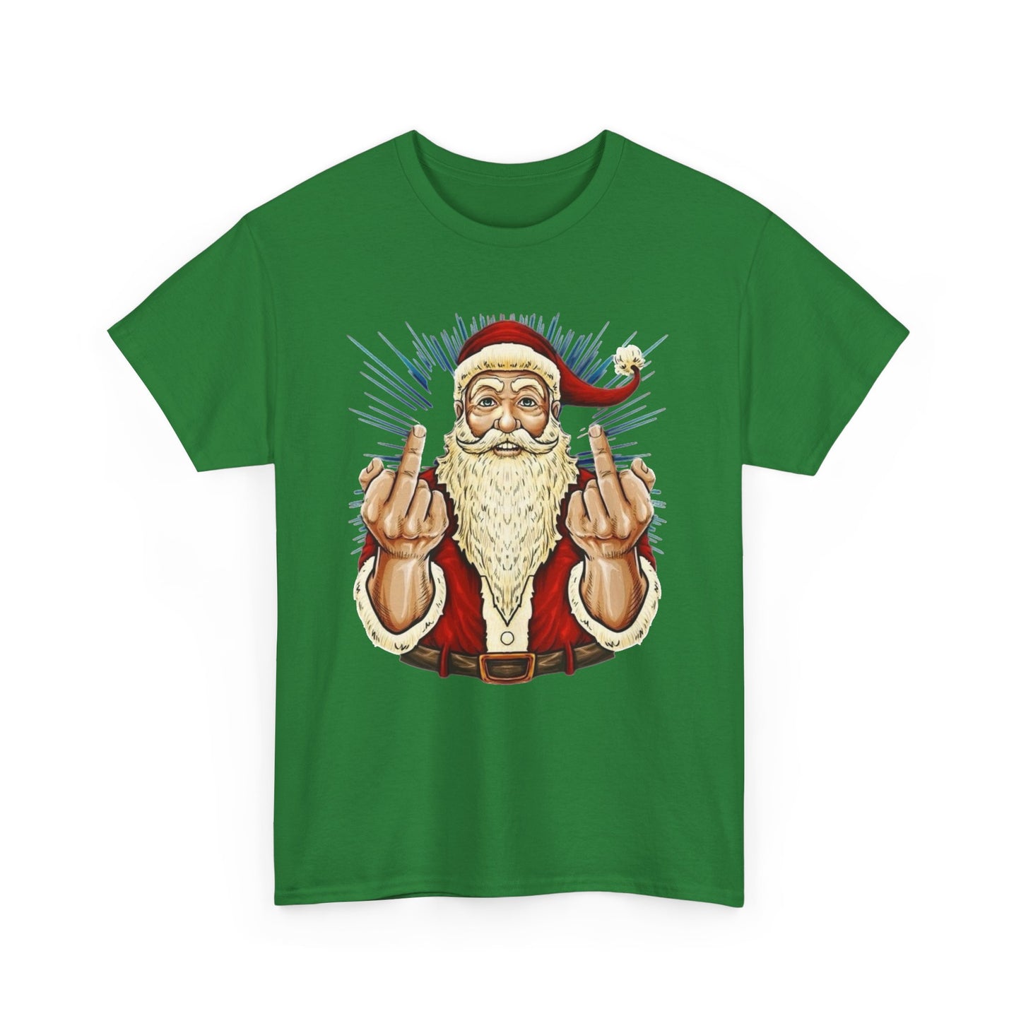 Funny Bad Santa Middle Finger Christmas Graphic T Shirt NEW ADULT