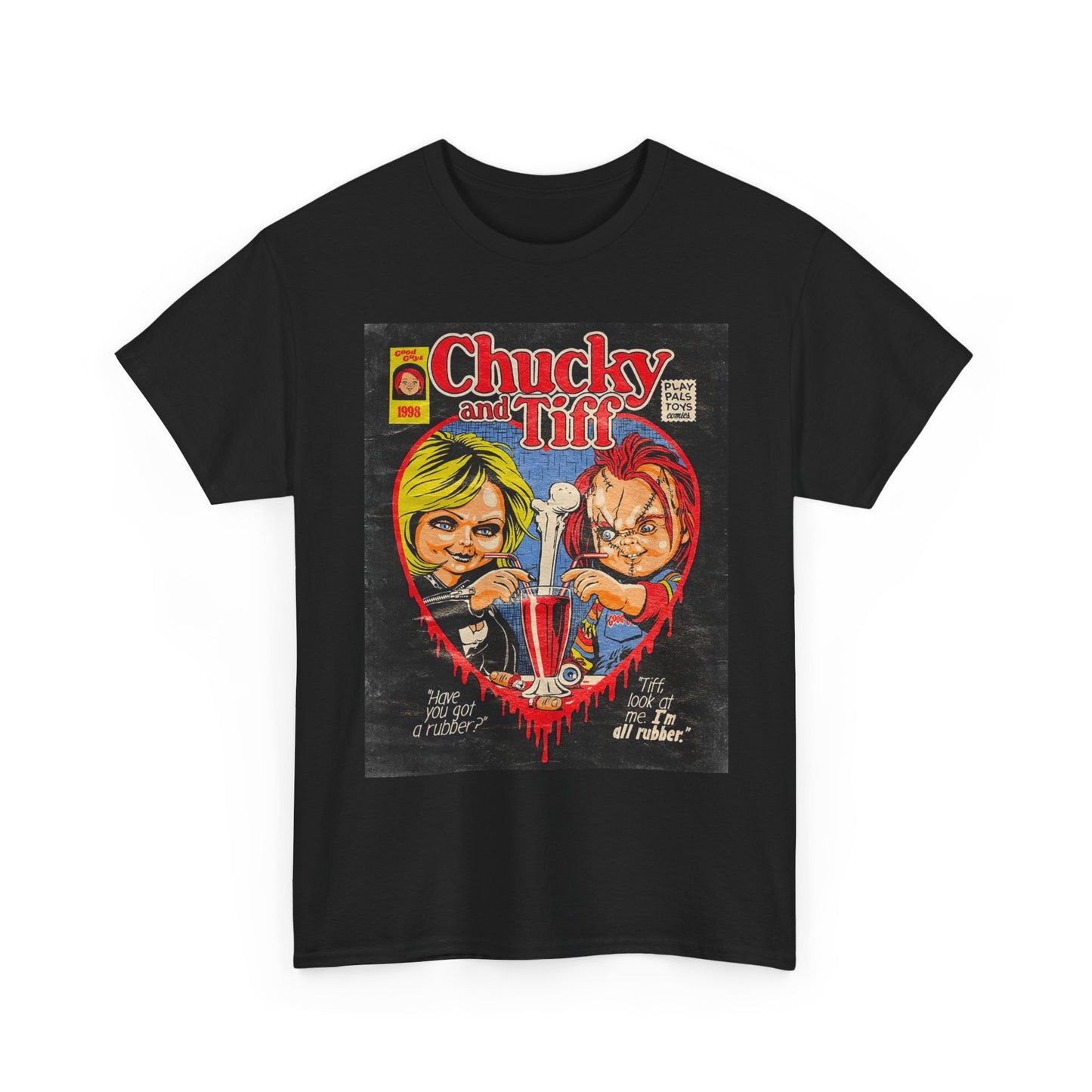 Chucky And Tiff Graphic T Shirt Vintage Retro Apparel Heavy Cotton Horror Movie