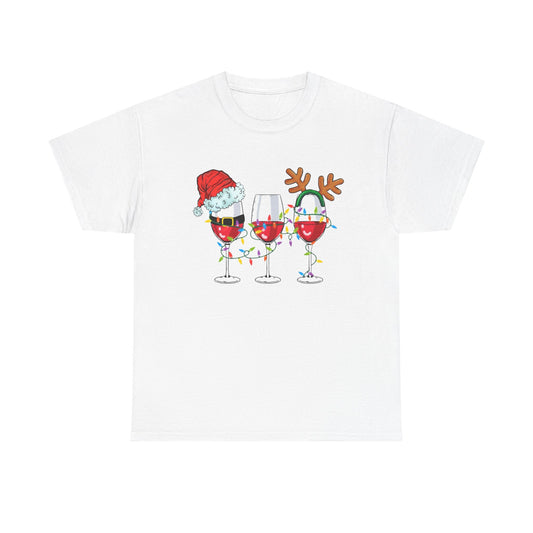 Holiday Spirit Wine Glasses Graphic T Shirt NEW ADULT