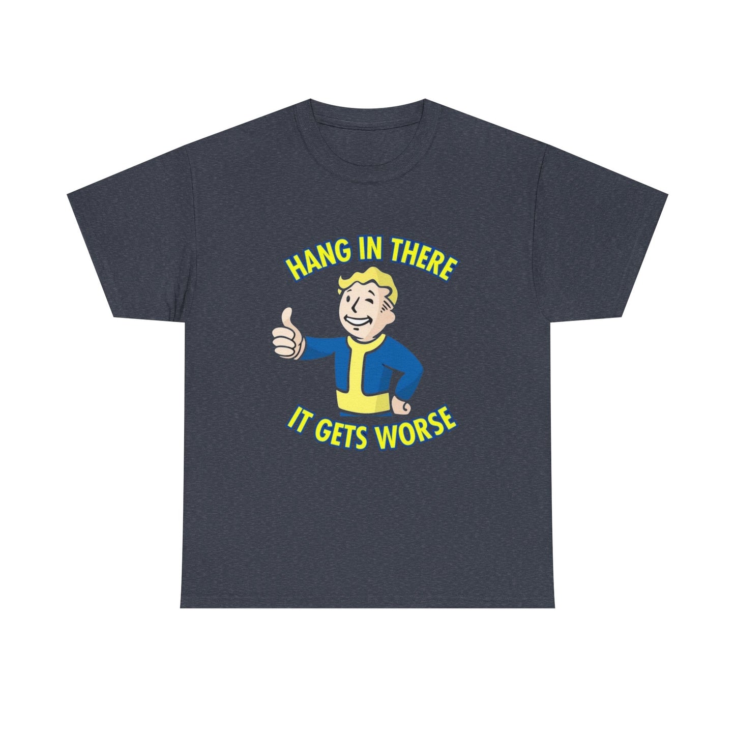 Fallout Graphic T Shirt Hang In There Funny Vintage Game Unisex Heavy Cotton Tee