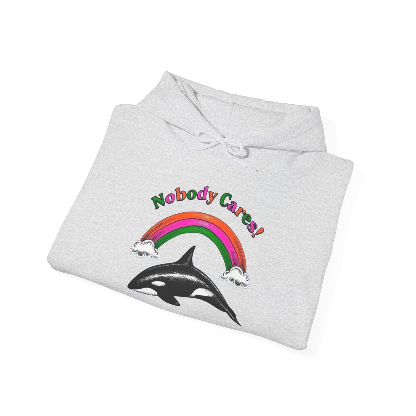 No Body Cares Whale Graphic Hoodie Unisex Heavy Blend™ Hooded Sweatshirt