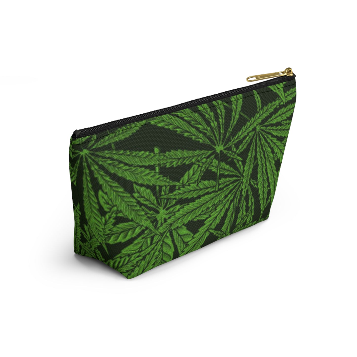 Travel Bag Multi Color Accessory Pouch w T-bottom All Over Weed Print 420