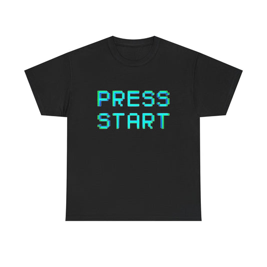Press Start Retro Gaming Graphic T Shirt Unisex Heavy Cotton NEW Tee