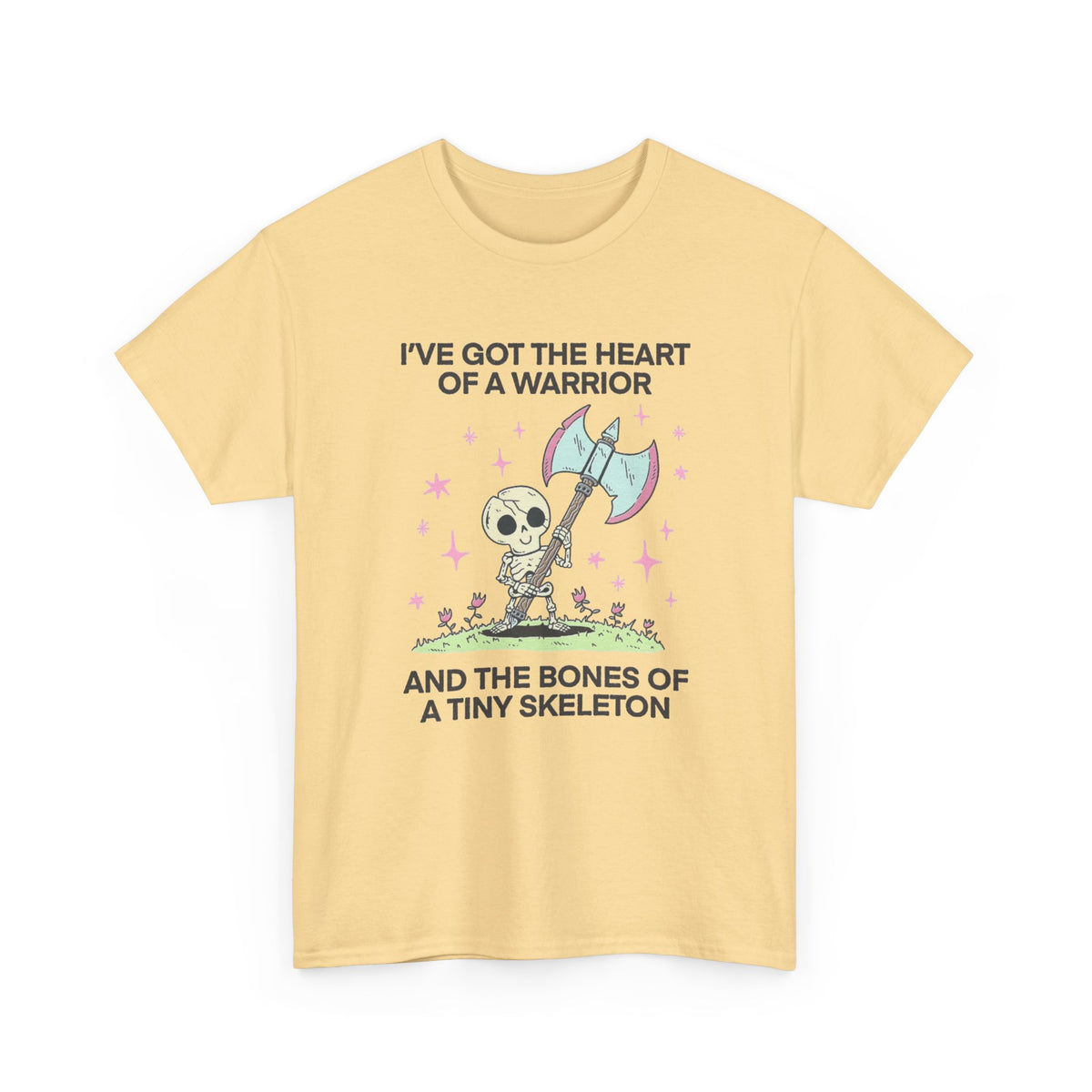 Skeleton Warrior Quote T-Shirt | Heart of a Warrior Men's Graphic Tee