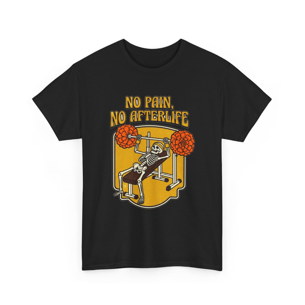 No Pain No Afterslife Skeleton Weightlifting T-Shirt Men's Graphic Tee