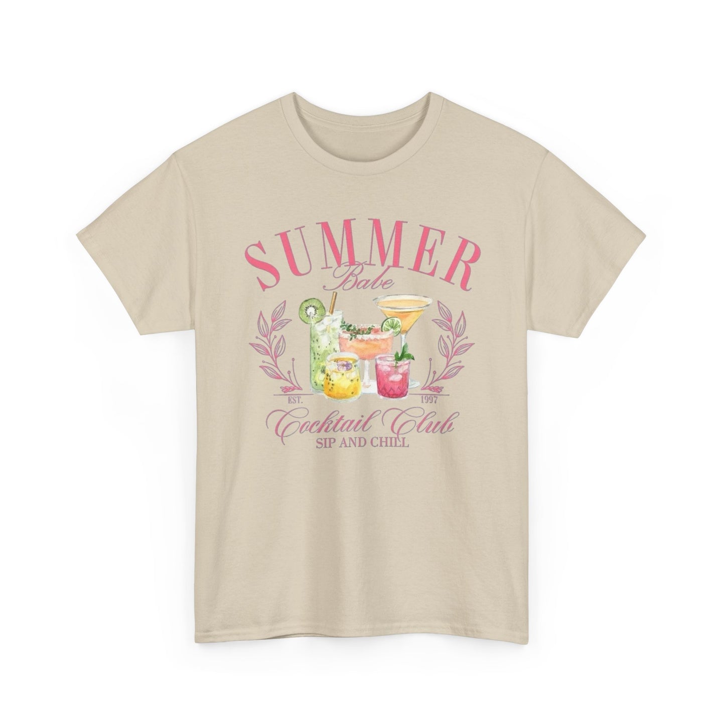 Summer Babe Cocktail Club Graphic T Shirt NEW Unisex Heavy Cotton Tee
