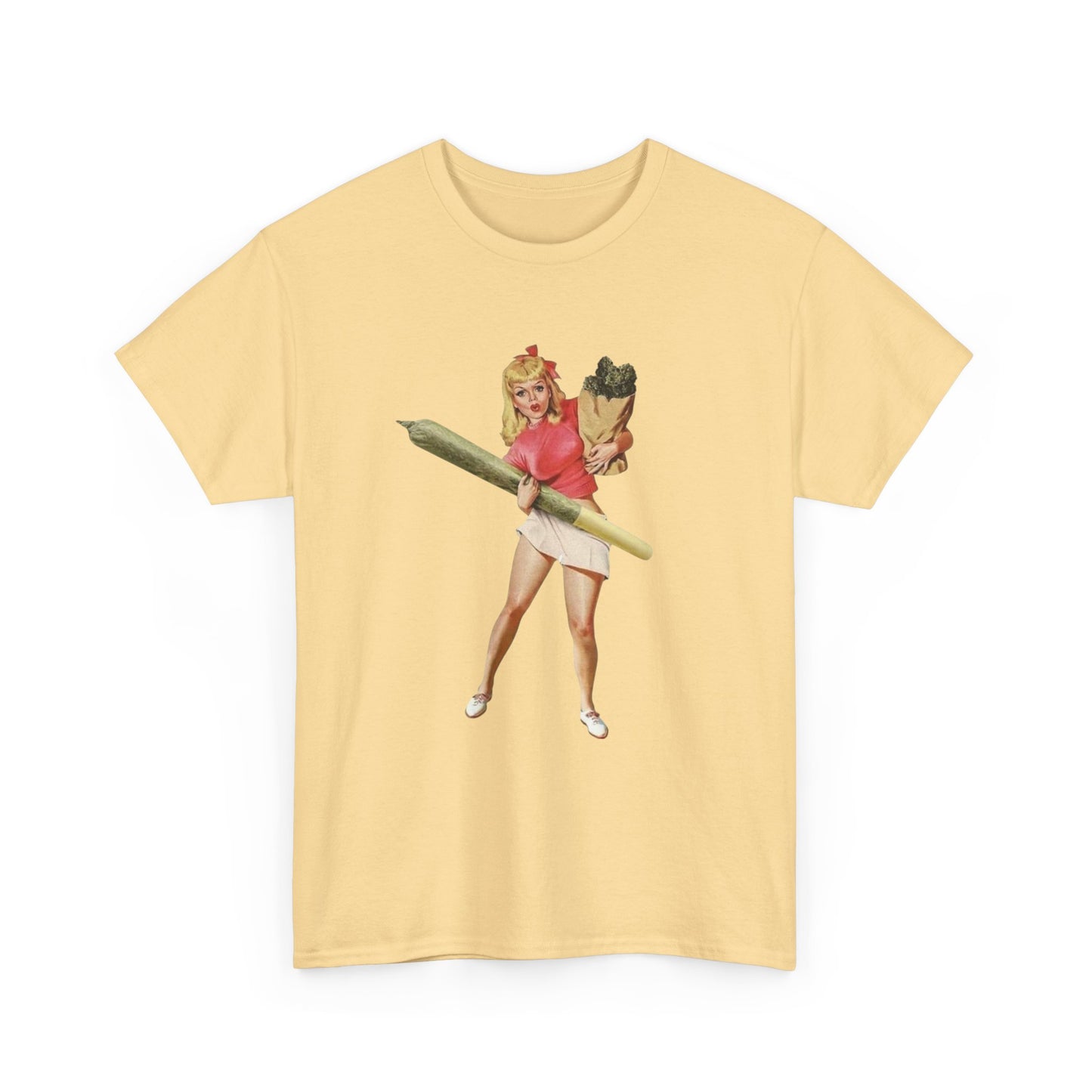 Weed And Groceries Model Pinup Graphic T-Shirt Womens Comfy Cotton Tee NEW