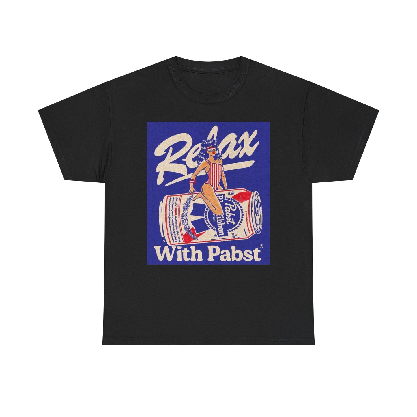 Relax With Pabst Beer Graphic T Shirt Vintage Unisex Heavy Cotton Tee