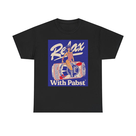 Relax With Pabst Beer Graphic T Shirt Vintage Unisex Heavy Cotton Tee