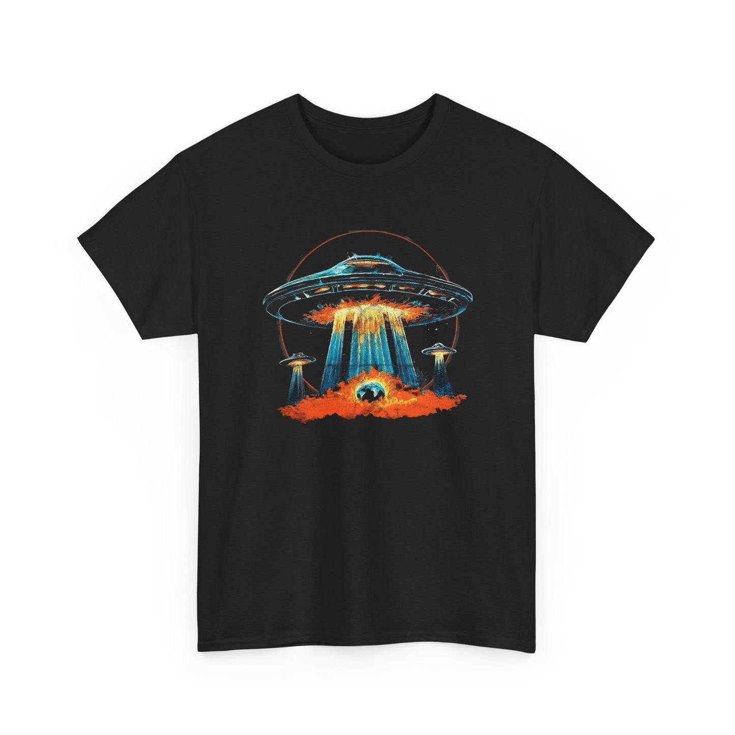 UFO Landing Graphic T Shirt NEW ADULT Unisex Heavy Cotton Tee