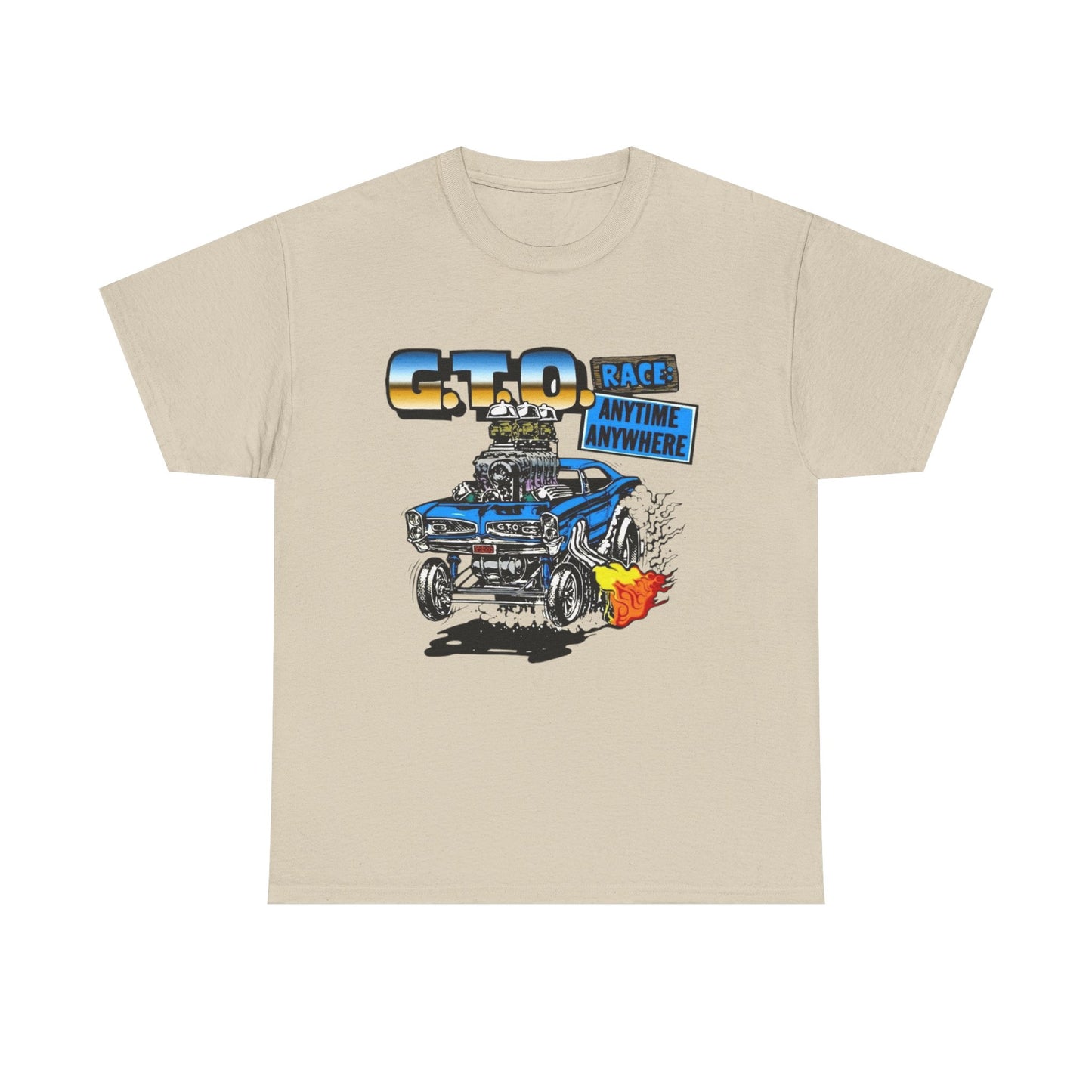 Pontiac GTO Race Anytime Vintage Graphic T Shirt NEW Unisex Heavy Cotton Tee